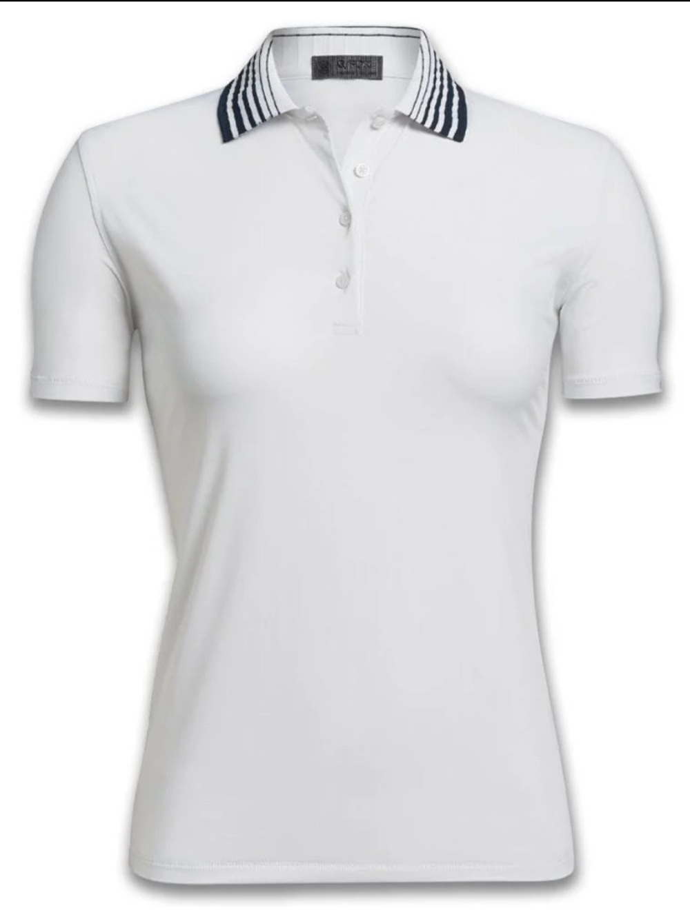 G/FORE Women’s Polo Short Sleeve Golf Shirt White Navy Lightweight Size Medium